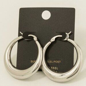 STAINLESS STEEL LARGE HOOP EARRINGS